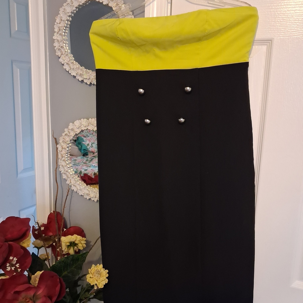 Connected Apparel Black Dress with Vibrant Yellow Jacket - Picture 3 of 3